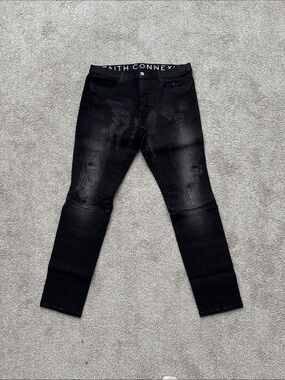 Faith Connexion Black Slim Distressed Men's Jeans